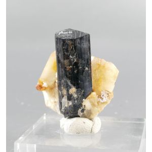 TOURMALINE SCHORL ON FELDSPAR - PAKISTAN | 26 X 20 X 32 MM (© ROCKSHOP.CZ) | Buy at $25