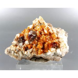 SPESSARTINE, FELDSPAR, QUARTZ - TONGBEI,CHINA | 75 X 47 X 28 MM | CHIPPED (© ROCKSHOP.CZ) | Buy at $50