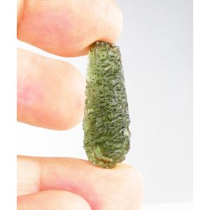 NATURAL RAW MOLDAVITE 3.3 GRAM - FINE PERFECT TEAR DROP SPECIMEN | COA & BOX ***TOP*** (© ROCKSHOP.CZ) | Buy at $285