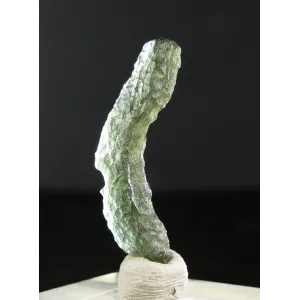 FINE NATURAL RAW MOLDAVITE SPECIMEN 1.4 GRAM | COA & BOX | COOL SHAPE (© ROCKSHOP.CZ) | Buy at $79