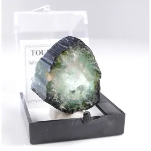 WATERMELONE TOURMALINE RAW CRYSTAL SLICE 72 CTS - OTJUA MINE, NAMIBIA  | PERKY BOX & LABEL (© ROCKSHOP.CZ) | Buy at $119