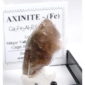 AXINITE THUMBNAIL CRYSTAL - SHIGAR VALLEY, PAKISTAN | 26 X 14 X 7 MM | PERKY BOX & LABEL (© ROCKSHOP.CZ) | Buy at $15.95