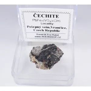RARE ČECHITE - POšEPNý VEIN, VRANčICE, CZECH REPUBLIC | TYPE LOCALITY | 21 X 15 X 12 MM | BOX & LABEL (© ROCKSHOP.CZ) | Buy at $20