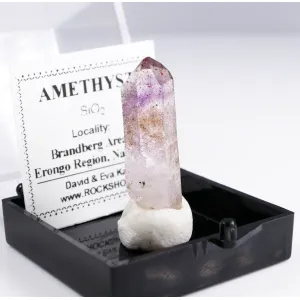 AMETHYST - SMOKY QUARTZ - GOBOBOSEB MOUNTAINS, BRANDBERG AREA, NAMIBIA | PERKY BOX & LABEL (© ROCKSHOP.CZ) | Buy at $18.95