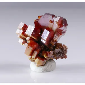 FINE RED VANADINITE THUMBNAIL - MIBLADEN, MOROCCO | PERKY BOX & LABEL (© ROCKSHOP.CZ) | Buy at $48