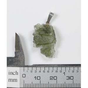 RAW MOLDAVITE PENDANT STERLING SILVER 1.4 GRAM,UNIQUE | COA & BOX (© ROCKSHOP.CZ) | Buy at $68